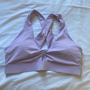 light purple fabletics sports bra